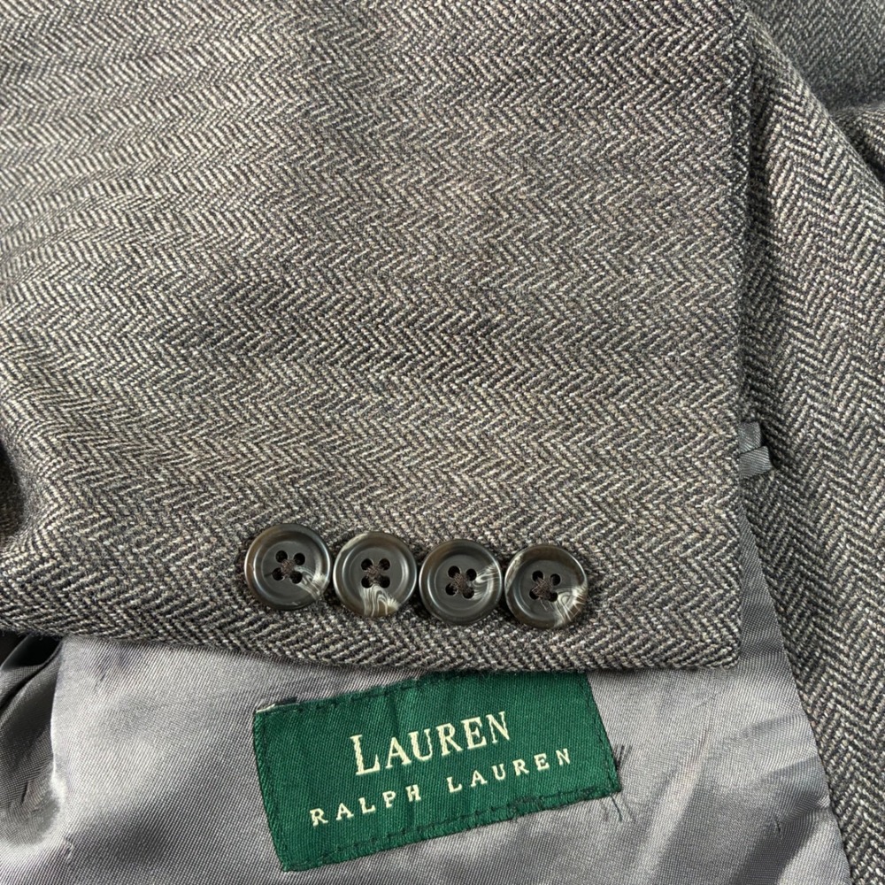 Lauren‎ Ralph Lauren Blazer 44R Gray Herringbone Lambswool Sport Coat (Tag 40R)